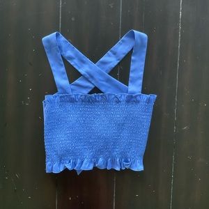 Blue Megan Smocked Frill Tank